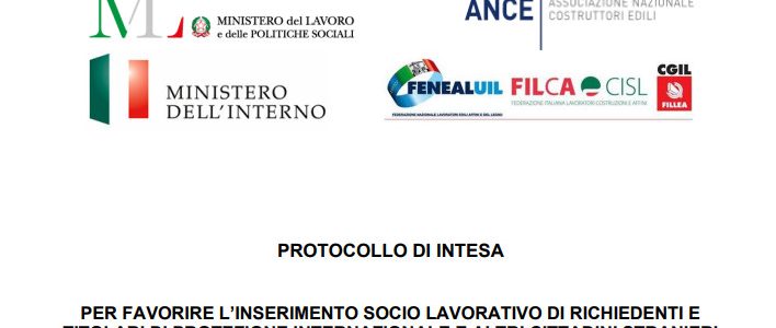 Per una storia della contrattazione collettiva in Italia/104 – Edilizia: siglato il Protocollo per l’inserimento socio-lavorativo dei cittadini stranieri in condizioni di vulnerabilità